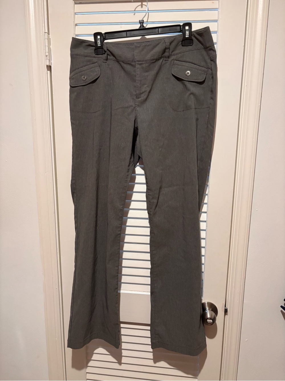 Axcess Charcoal Gray Boot Cut Pants with Button Flap Pockets